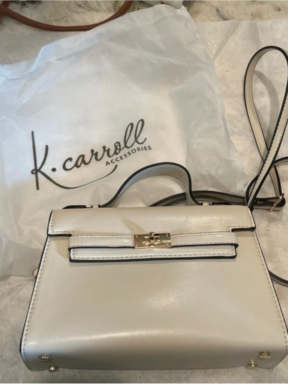K. Carroll Cream Mini Satchel with Gold-Tone Clasp